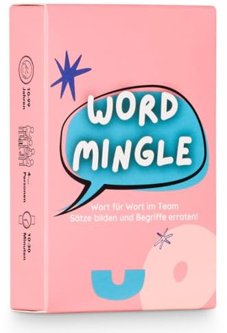 WORD MINGLE - Wort für Wort im Teamwork Sätze bilden und Begriffe erraten | Kartenspiel perfekt für lustigen Spieleabend mit Freunden & Familie