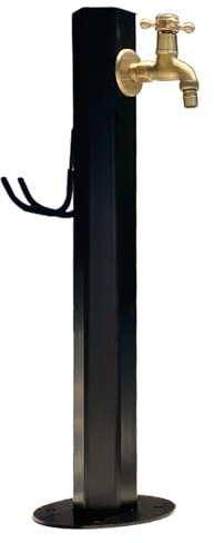 Fontana da Giardino Esterno, Colonna d'acqua Esagonale Indipendente per Giardino, porta tubo da Giardino con Rubinetto Interamente in rame, Adatto per patio/cortile(Brass)