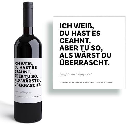 Trauzeugin fragenI Personalisiertes Weinetikett I Hochzeit I Braut I Geschenk I Brautjungfer I Hochzeitsplanung I Weinetikett I Wedding