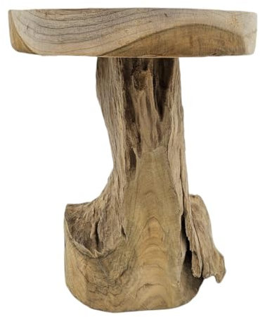 Meinposten Beistelltisch Teakholz Tisch Natur rund Dekotisch Pflanzentisch Braun Holz Ø25cm