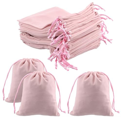 Dokeno 20 Pezzi Sacchetti per Gioielli, Borsa in velluto, Velluto Borse Coulisse, Sacchetti di Velluto mMorbidi per Gioielli, Sacchetti Regalo Banchetti per Matrimoni, Feste, Regalo 12x15CM (Rosa)