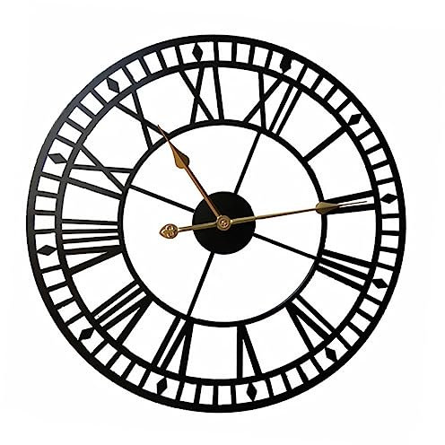 TOPPERFUN 1stück Wanduhr Mit Römischen Ziffern Eisen-Art Stilvolles Wanddesign Leise Zeiger Für Wohnzimmer Schlafzimmer Und Büros