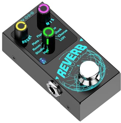 Fenteer Gitarren-Reverb-Effektpedal, Gitarrenpedal, 9 Reverb-Typen, Effektor-Modulationspedal, Mini-Digital-Reverb für Konzertaufnahmen
