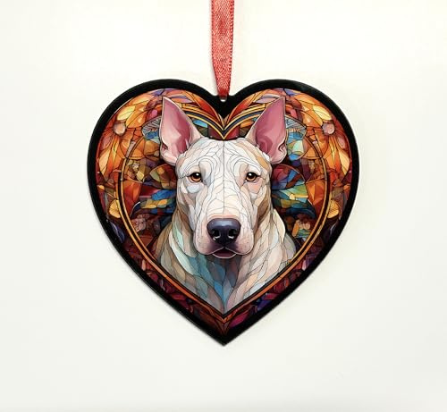 English Bull Terrier Heart Suncatcher - Memorial or Gift for Dog Lovers - 13cm
