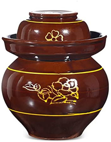 BDMRY Pickle Jar Large Traditional Sichuan Chinese Ceramic Fermenting Jar With Water Seal Airlock Lid, Ceramic Fermentation Crock for Pickling, Kimchi, Sauerkraut S