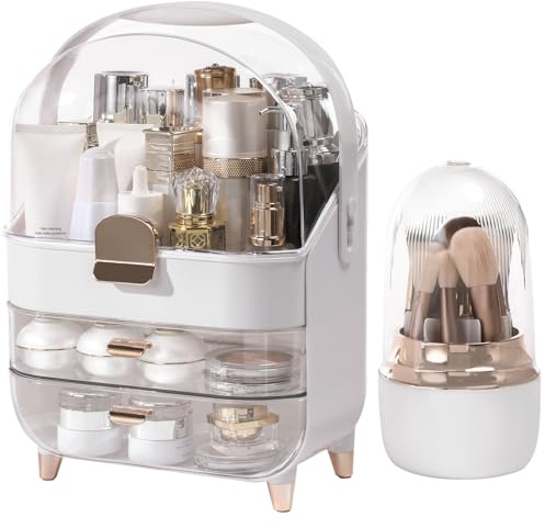 Makeup Organizer Countertop, Skincare Bathroom Counter Organizer, Storage Box Cosmetic Display Cases, Teen Girl Gifts Trendy Stuff Make up Organizers for Vanity, Dresser (Rose Gold)