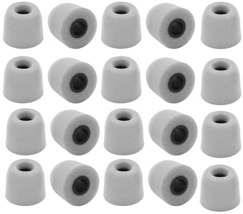 JEYORZY 20pcs almohadillas de espuma viscoelástica, esponjas de repuesto para auriculares, almohadillas de repuesto para auriculares, auriculares con cancelación de ruido, tapones para los oídos, gris