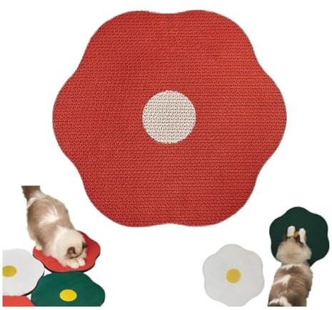 Kratzmatte in Blumenform für Katzen, Wellpappe, zum Schutz von Möbeln (rot)