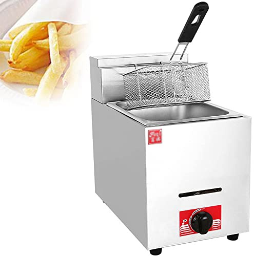 Friggitrice A Gas Commerciale, Friggitrice Da Tavolo In Acciaio Inossidabile Per Ristoranti, Piano Cottura Per Esterni, Ideale Per Pollo E Pesce Fritti, Design A Doppio Cilindro, Friggitrice A Vasca