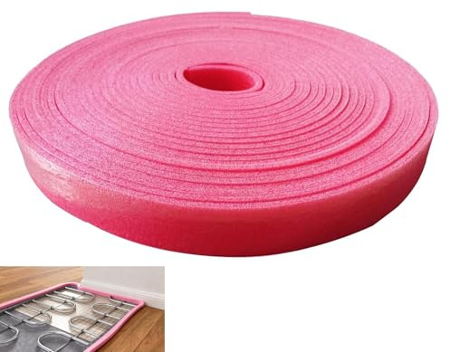 LANZLC Randdämmstreifen, Randdämmstreifen Selbstklebend 50mm x 5mm x 20m, Randdämmstreifen für Ausgleichsmasse, Dämmstreifen für Fußbodenheizung, Thermische, Akustische Dämmung (Rot, 20M)