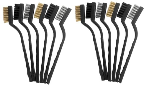 Holibanna 12 pièces Lot de Brosses Fil Métallique Cuivre et Acier Brosses Récurer Compactes pour Nettoyage Précis et Désoxydation Industrielle Poignée Ergonomique pour Accès Espaces Étroits