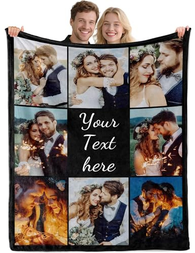 Idiyfun Personalisierte Decke mit Foto, Kuscheldecke Personalisiert mit Foto Namen Text, Fotodecke, Personalisierte Valentinstag Weihnachten Foto Geschenke für Freundin Freund Partner Frauen Männer