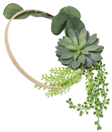 Toyvian Colgante de Suculentas Artificiales con Anillo de Bambú de Decoración Decorativa para Pared Puerta y Habitación Guirnalda Resistente para Interior y Exterior