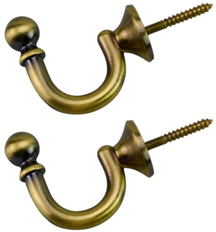 2 Stück Vorhang Holdback, Vorhang Raffhalter Rundkopf, Raffhalter für Vorhänge U-förmige, Vintage Vorhang Haken für Tür, Wand, Vorhänge, Kleidung, Hüte, Bronze