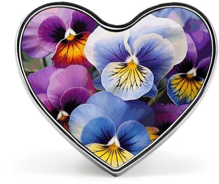 Pansy Perfection Brooch Elegant And Graceful Heart Lapel Pin Love Printed Cute Badge Unisex Fashion Broochs for Bag Jacket Clothes Accessories Love form Style
