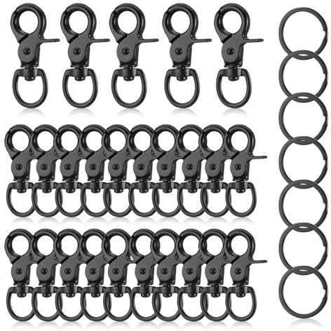 25 mosquetones con articulación giratoria, mosquetón giratorio con 25 llaveros, mosquetón de tijera, mosquetón giratorio para correa de perro, manualidades, llaves