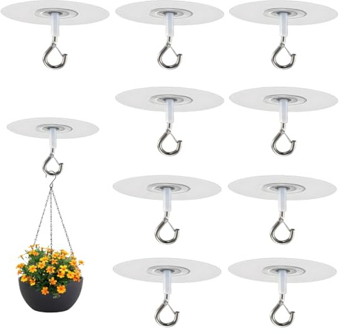 Katslyn 9Pcs Ceiling Hooks Self Adhesive | Heavy Duty Self Adhesive Ceiling Hooks for Hanging Plants,Towels and More,Ideal for Home,Office