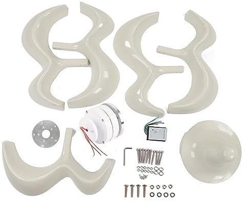 Kit de generador de turbina eólica de 12 V y 24 V, eje vertical de 5 palas con controlador, rotación silenciosa de alta eficiencia para uso marino doméstico, fibra de nailon, (300W)