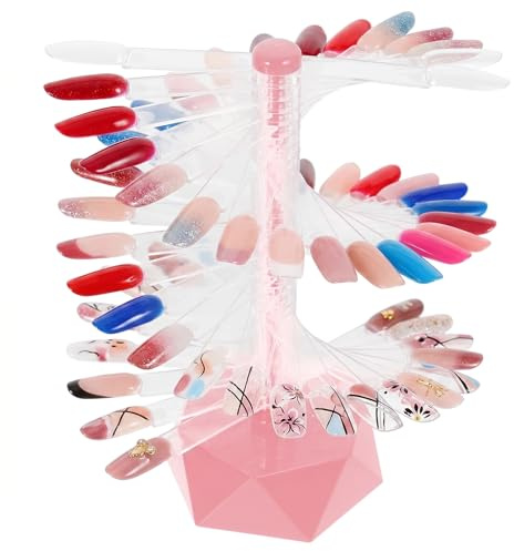 FOMIYES Exhibidor de Uñas en Espiral con 60 Muestras Muestrario para Colores de Esmalte Soporte Manicura Profesional Expositor Puntas Nail Art Práctica Pantalla Uso en Salones y Práctica Personal