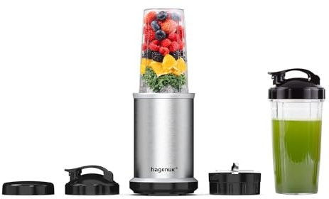 Hagenuk Nutrition Mixer SMART BLENDER | 1000 Watt | >30.000 UpM | inklusive To-Go-Becher (Silber)