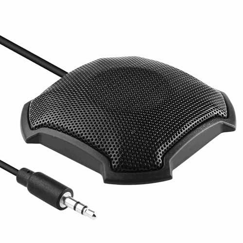 Microfono per conferenze da tavolo Condensatore omnidirezionale a 360° 3,5 mm Plug & Play PC Microfono per computer compatibile con Mac per PC Laptop Registrazione videoconferenza