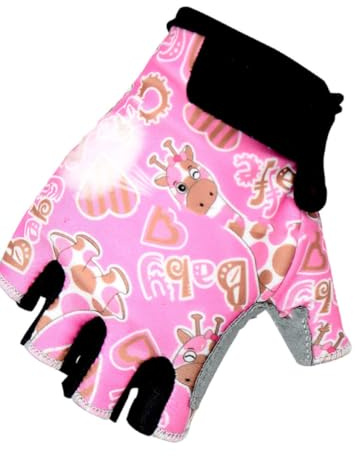 Alipis Halbfingerhandschuhe für Mädchen aus Nylon rutschfeste Schutzhandschuhe mit Verstellbarem Handgelenk für Fitness und Outdoor Sport in Rosa