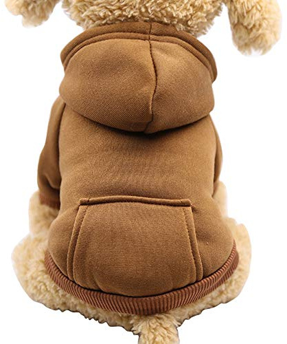 Jecikelon Sweat à Capuche d'hiver avec Poches, vêtements Chauds pour Petits Chiens, Manteau pour Chihuahua, vêtements pour Chiot et Chat, S, Marron café