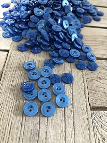 Hartmann-Knöpfe 10 Stück kleine 11mm Blusenknöpfe Hemdenknöpfe Knöpfe blau oder lila/violett 2 Loch Hemd Bluse Polo Shirt (blau)