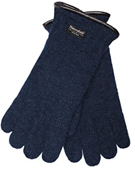 EEM Herren Strickhandschuhe, weiche Wolle, Thinsulate Thermofutter, Wildleder Patch, Saum mit Paspelierung