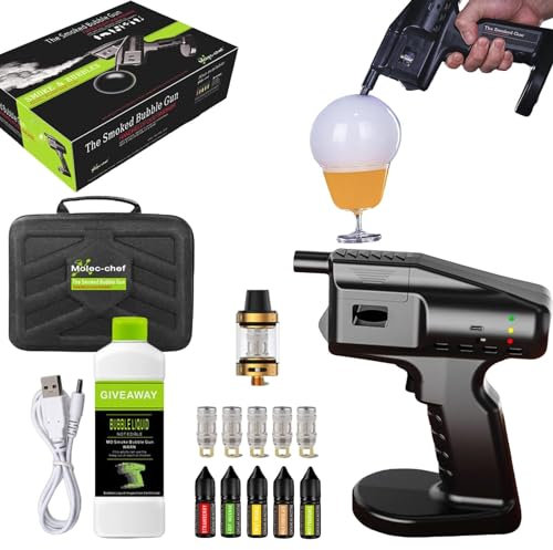 Handgeräucherte Seifenblasenpistole, Cocktail-Rauchaufguss, keine offene Flamme erforderlich, One-Touch-Bedienung, USB-Aufladung, for Lebensmittel, Cocktails, Getränke