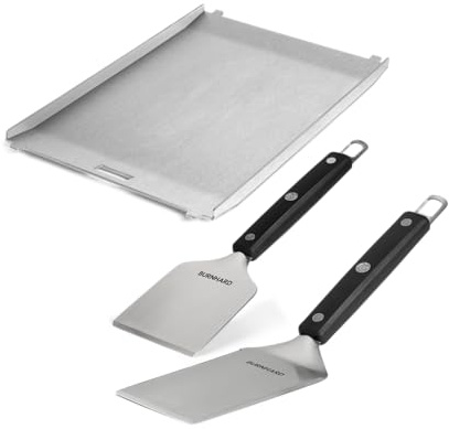 BURNHARD® Edelstahl Plancha Set Jones mit 2-tlg. Grillspachtel und | Grillschaber Set