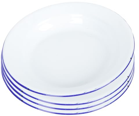 Alipis Platos de Comida Esmaltados 4 Piezas de Esmalte Blanco Retro | Servir Frutas y Tartas, Acabado Fino, Uso Sencillo, Diseño Vintage para Mesa Diaria