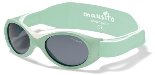 Mausito Baby solglasögon 0-1,5 år pojkar och flickor I jämförelse vinnare solglasögon baby BPA-fri I 100 % UV-skydd I flexibel och justerbar rem I europeisk design baby solglasögon, Mint, 0-24 months