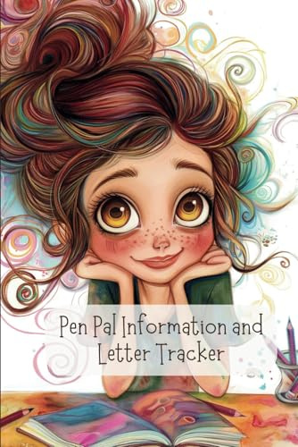 Pen Pal Information and Tracker - 6x9 - 102 Pages - Whimsical Brown Haired Woman/Lady
