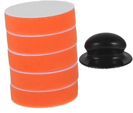 Gatuida Set di Tamponi per E Ceratura per Auto da 4 Pollici con Manico Kit di Tamponi Applicatori di Cera Manuali per Auto 6 Spugne per Auto Tamponi Applicatori di Cera