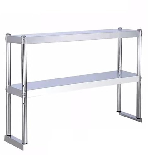 Mensola in acciaio inox a 2 ripiani per forno a microonde, tavolo da cucina con piano di lavoro e ripiano salvaspazio per ristorante, casa, garage, 90 x 30 x 80 cm