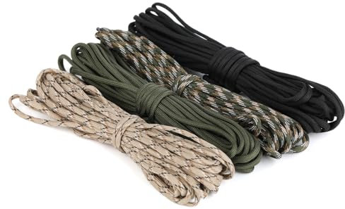 Set da 4 Corde Paracord da 10 m (4 mm), 40 m Totali – Corda Resistente con 7 Fili in Nylon 100%, Capacità di Carico fino a 250 kg, Ideale per Camping, Escursioni e Bracciali Paracord