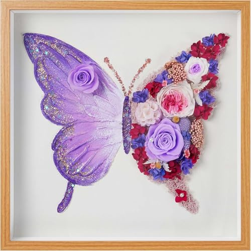 ADDWel Regalo Donna Compleanno - Farfalla in Fiori Eterna Rosa Stabilizzata Vera, Regali Festa della Mamma Originali, Idee Regalo San Valentino per Lei Fidanzata, Anniversario Matrimonio Moglie