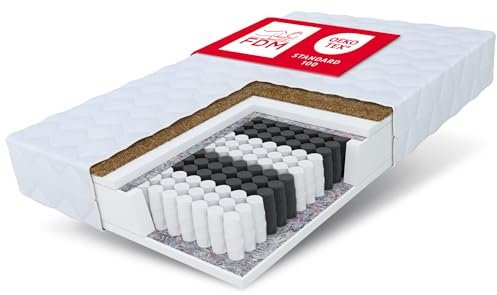 FDM HOME Materasso Matrimoniale 140x190 cm Alto 17 cm Materasso a Molle Insacchettate Grado di Rigidità H3 H4 Due Lati 7 Zone di Comfort Strato di Cocò Rivestimento Lavabile OEKO-TEX Anallergic