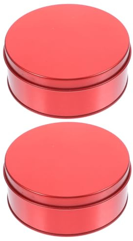 Cabilock 2 pièces Boîte Métallique Ronde en Fer Blanc, Conteneur Conservation Biscuit Cookie et Bonbon, Petite Boîte Vide avec Couvercle pour Cadeau Noël