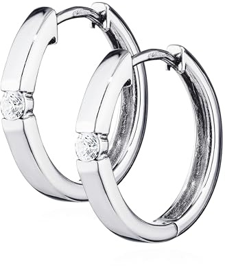 NKlaus silver par 925 sterlingsilver örhängen fällbara kreoler zirkon glänsande rhodinerad 16,2 mm 4781