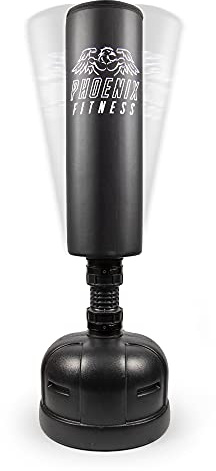 Phoenix Fitness Freestanding Punch Bag - 5.9ft Heavy Duty Punching Bag with Stand for Boxing, MMA, Kickboxing, Martial Arts Training - Durable Pedestal Punchbag for Home & Gym Workout - Black