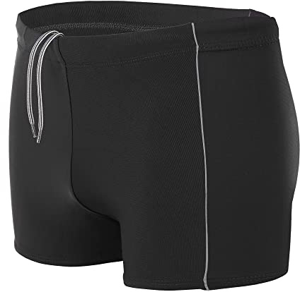 Aquarti Maillot de Bain pour Homme Boxer de Piscine Shorts Grande Taille, Nior/Gris, 5XL
