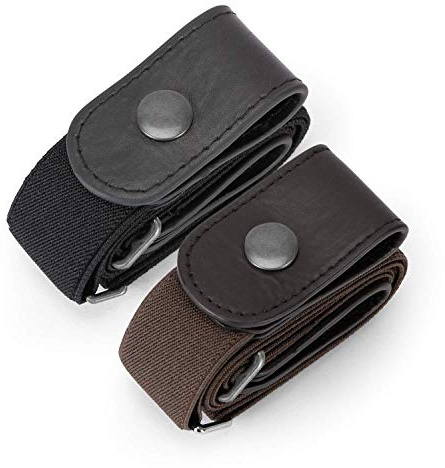 JasGood 2 Pack Schnallenfrei Elastischer Gürtel für Damen oder Herren, Ohne Schnalle Keine Ausbuchtung Unsichtbare Gürtel