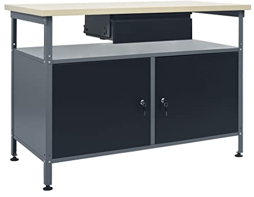 vidaXL Werkbank schwarz 120x60x85cm Stahl