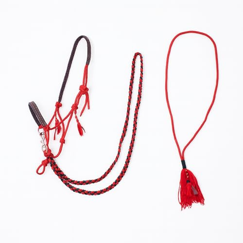 ARBO-INOX® Knotenhalfter Zügel Halsring Kombiset Knotenhalfter-Set (Extra Full, Rot)