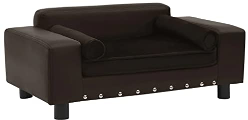 vidaXL Hundesofa Braun 81x43x31cm Plüsch Kunstleder Hundecouch Haustiersofa