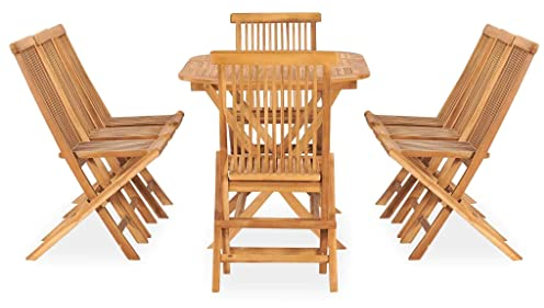 vidaXL Teak Massiv Gartenmöbel 9-TLG. Klappbar Sitzgruppe Gartengarnitur Gartenset Sitzgarnitur Lounge Garten Klapptisch Klappstühle