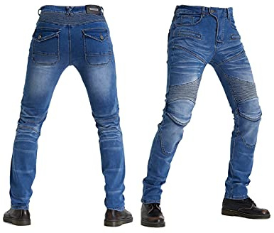 Summer Women's Motorcycle Pants Motorcycle Riding Jeans 3 Types Of Protective Gear 2 Colors 8 Sizes Motorcycle Trousers For Men And Women (Color : Blue B, Size : 4X-Large)