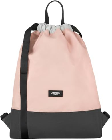 LARKSON Bolso de Deporte para Hombre y Mujer Rosa Gris - No 7 - Bolsa para niños con Cordón - Mochila pequeña de tela para el Gimnasio - Material reciclado
